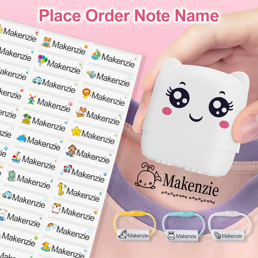 Children's Name Seal Custom black ink Student's Stamp Kindergarten Clothes School uniform note book Waterproof Name StickerStamp