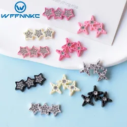 WFFNNKC 10Pcs Kawaii gwiazda z kryształu górskiego żywica Flatback DIY akcesoria do scrapbookingu ślubna moda spinka do włosów broszka ozdoba