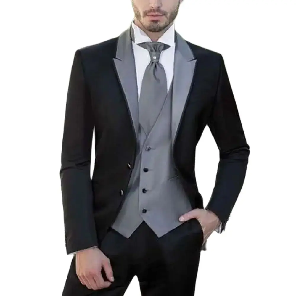 Italiaanse Stijl Mannen Pakken Slim Fit Formele Casual Bruiloft Bruidegom Smoking Business Prom Full Heren Pak 3-delige Blazer Broek Vest