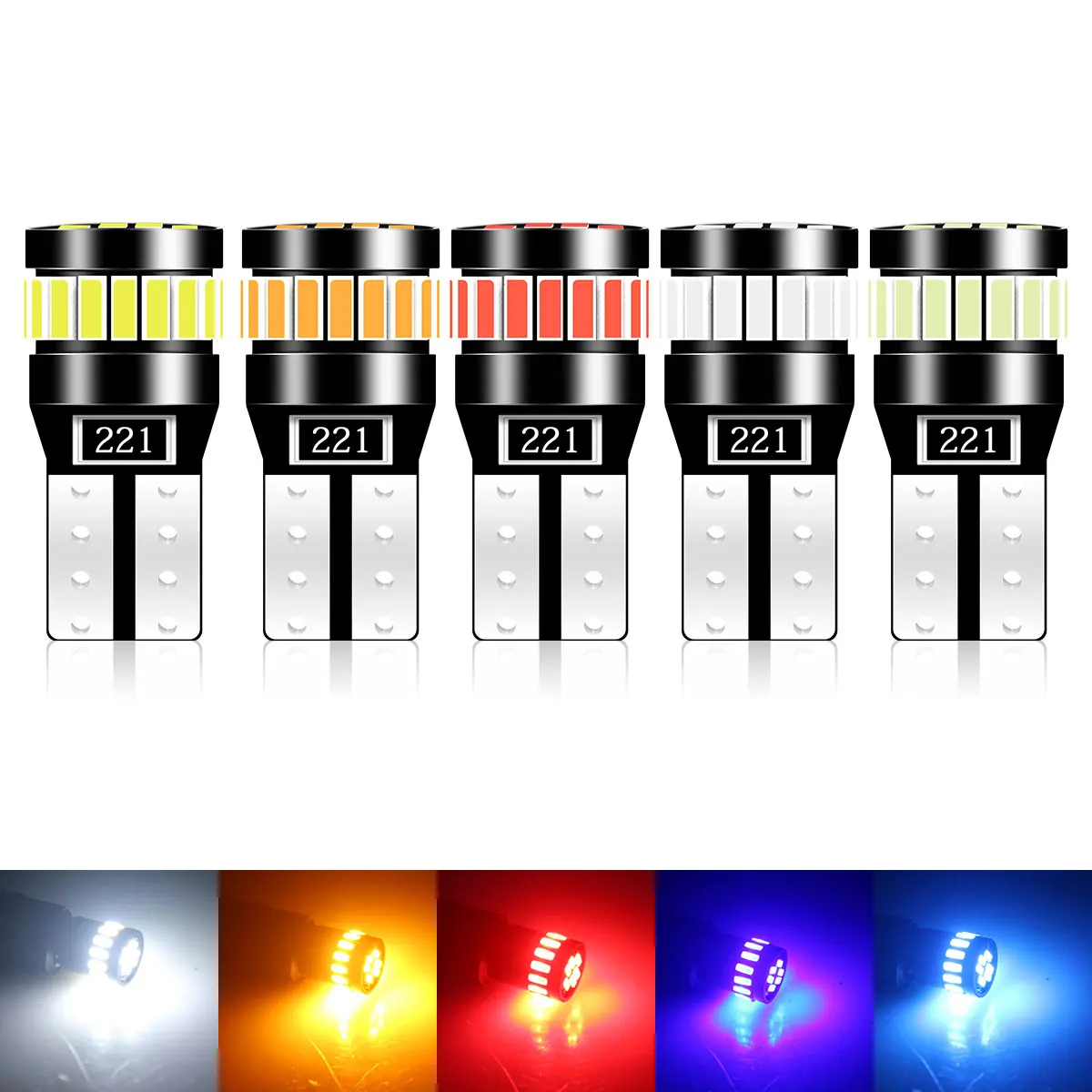10pcs T10 W5W LED Bulbs Canbus 12V Car Interior Light Bulbs Parking Position Lamp Map Dome Reading Lights No Error