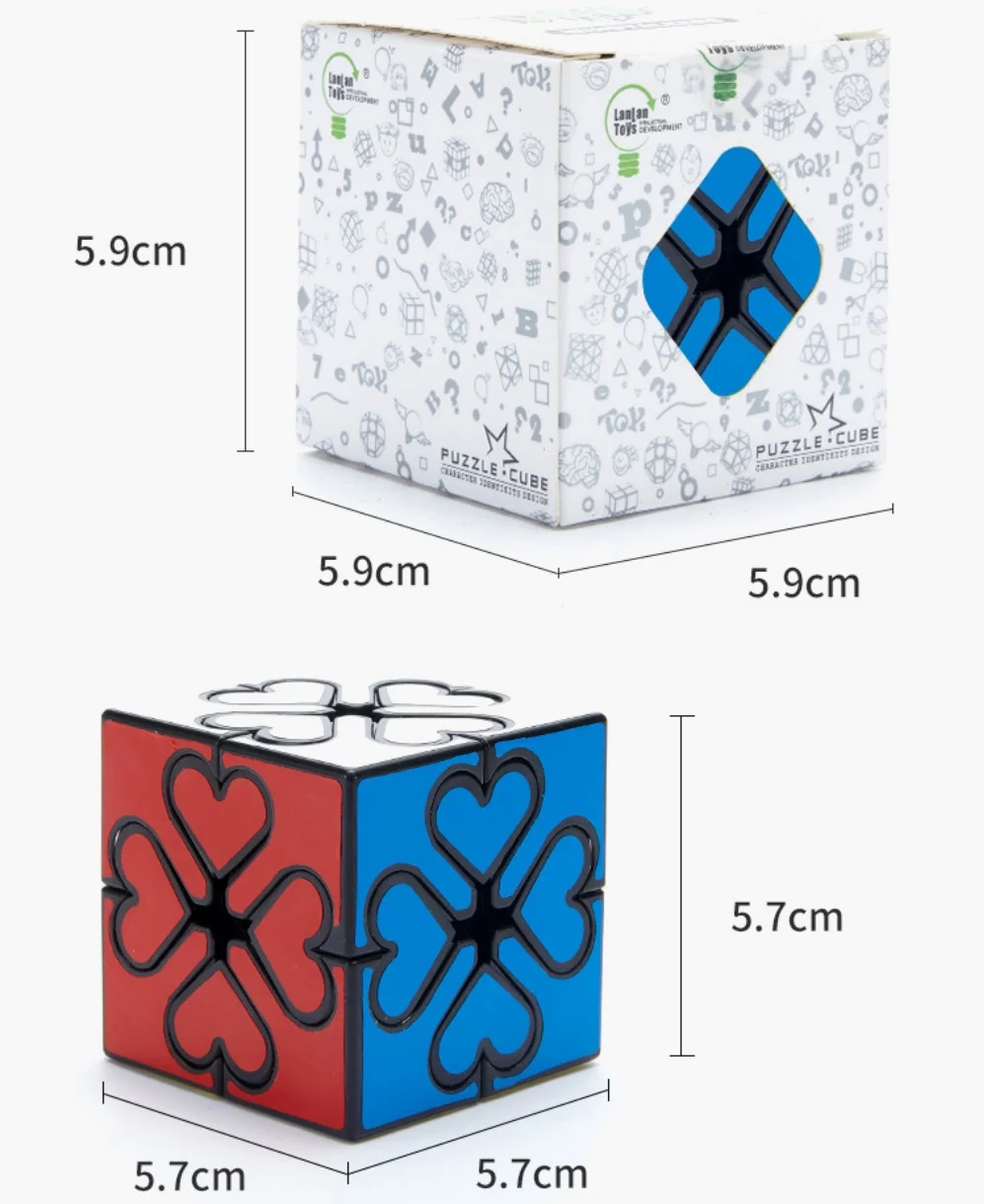 LanLan 기어 하트 퍼즐 매직 큐브, 행운의 클로버, 이상한 모양, 전문 스피드 큐브, 교육용 장난감