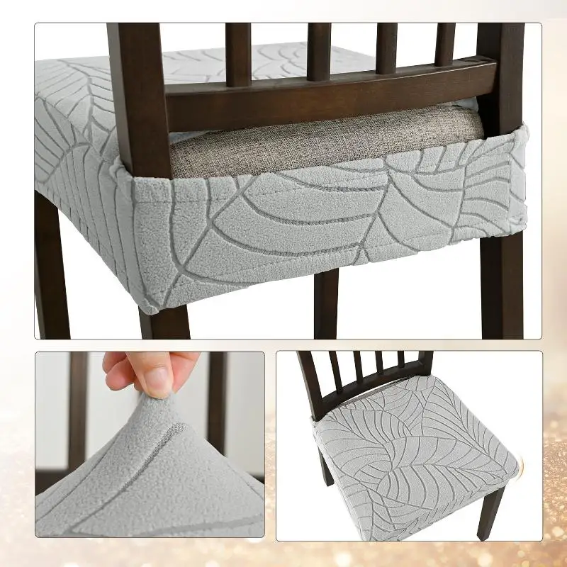 Dining Chair Stretch Cover Leaf Jacquard Dustproof Slipcover 1pc for Family Gathering Kitchen Dining Room Use
