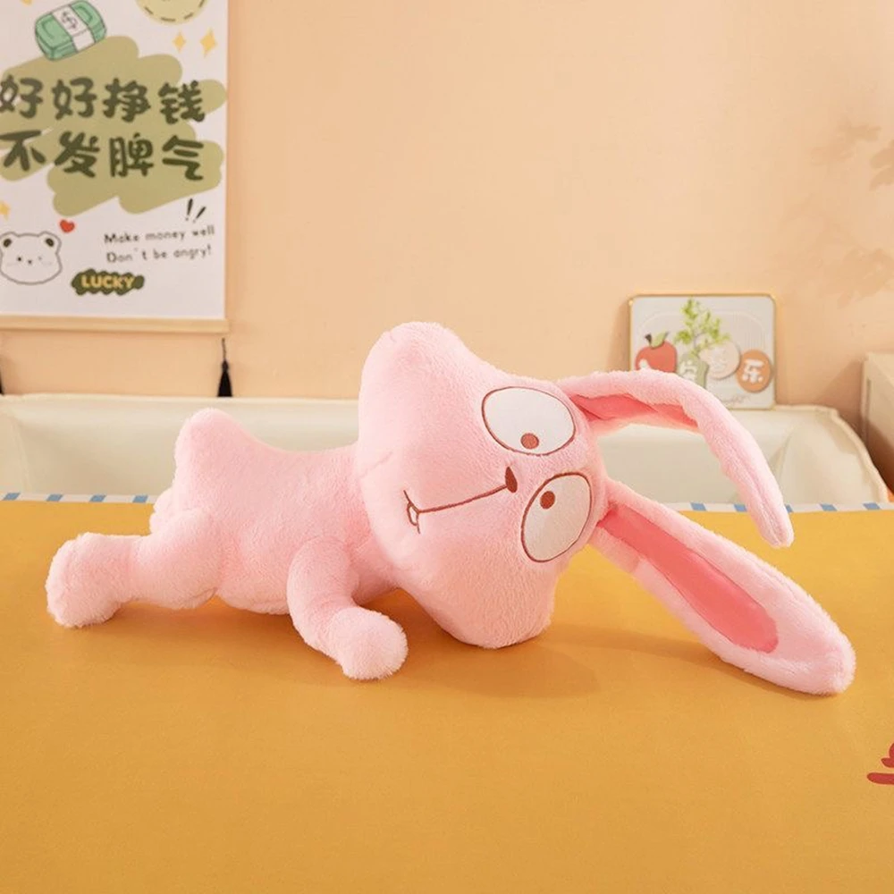 

Hot-selling Pink Popular Cartoon Rabbit Plush Toy with Big Eyes Cute Crouching Pose Soft Rabbit Doll Children's Gift