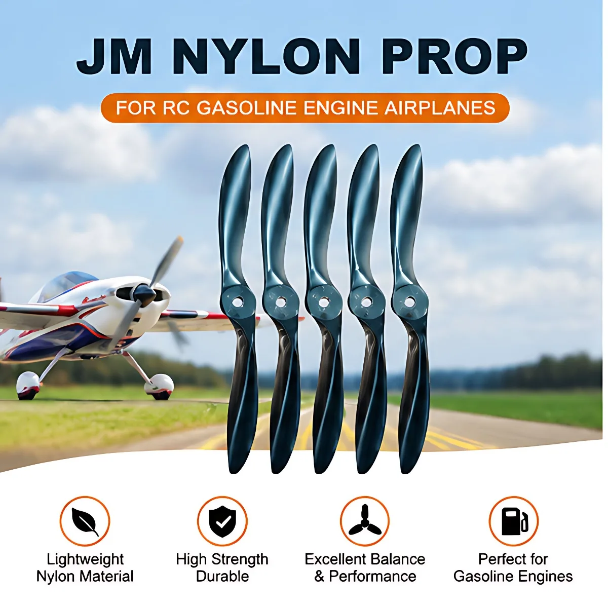 JM Scimitar Propeller 6-10 Inch for 15-60 Nitro Engine RC Airplane Fixed Wing