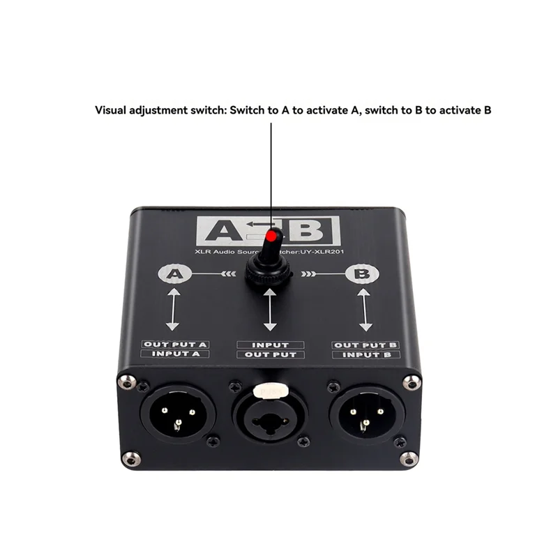 ABGI-2 In 1 Out XLR Audio Switcher XLR Audio Source Switcher Manual Selector Audio Switcher 2 Male XLR 1 Female 6.5+XLR