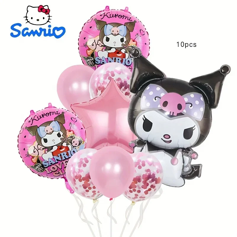 10pcs Sanrio My Melody Balloon Set Cute Kuromi Kids Cartoon Anime Perfect for Birthday Graduations Weddings Party Decorations