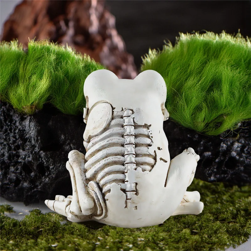HW Modello di scheletro di rana Statua di scheletro di animale di Halloween Realistico scheletro di animale terrificante Decor Ornamenti di rana