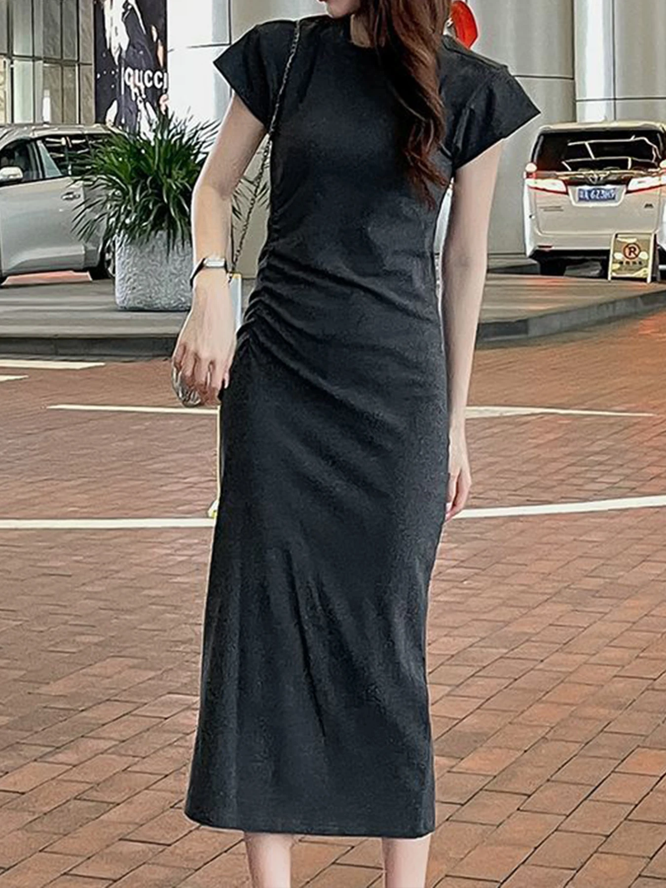Sommerkleid mit tailliertem Schnitt, heißer Mädchenstil, schlankes Kleid, lässiger, entspannter Stil, reines Wunschkleid, langes Rockkleid, Hüftrock, Damen-Sommerkleid – Detail 7