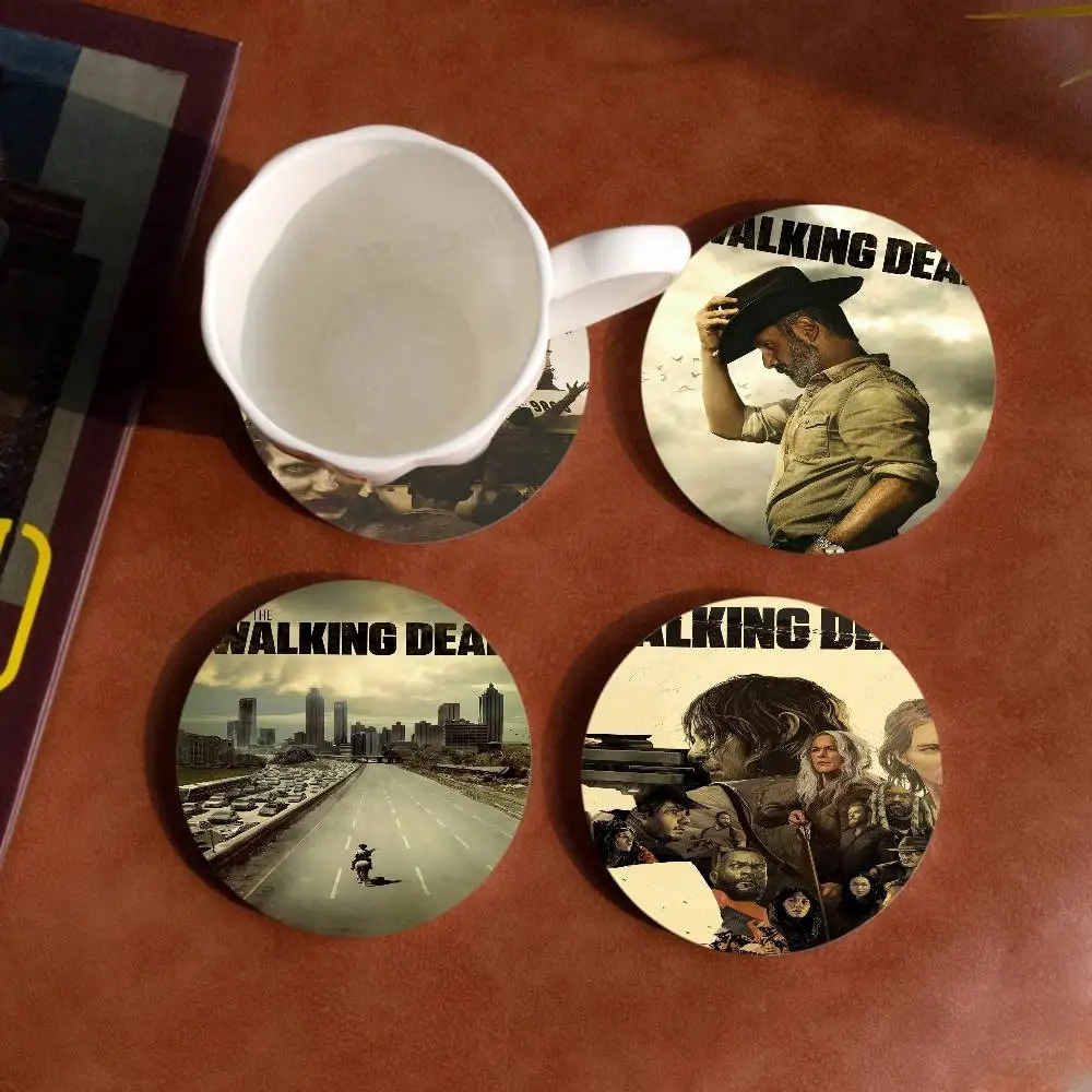 The WalkingS DeadS TV 1pc Pattern Coaster Tea Cup Heat Insulation Pad Anti-scalding Anti-slip Table Bowl Plate Mat