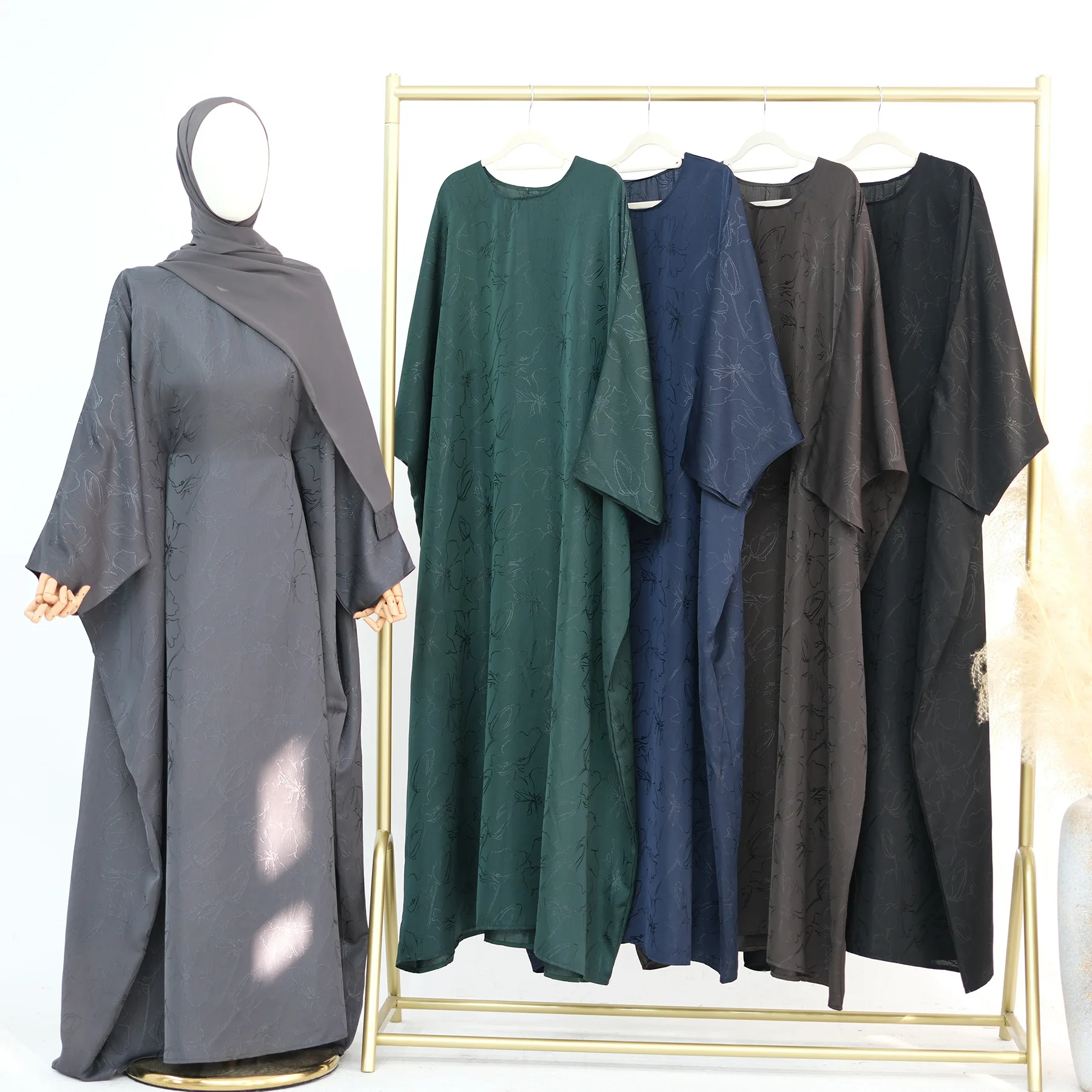مجموعات الزي الإسلامي الفاخرة 2 قطعة للنساء رمضان دبي الحجاب عباية فستان حفلة إسلامية قفطان رداء أنيق تركيا ثوب 2025 23