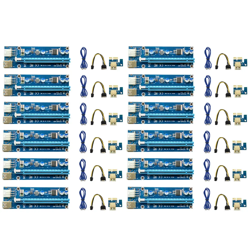 12pcs Newest VER009 USB 3.0 PCI-E Riser VER 009S Express 1X 4x 8x 16x Extender Riser Adapter Card SATA