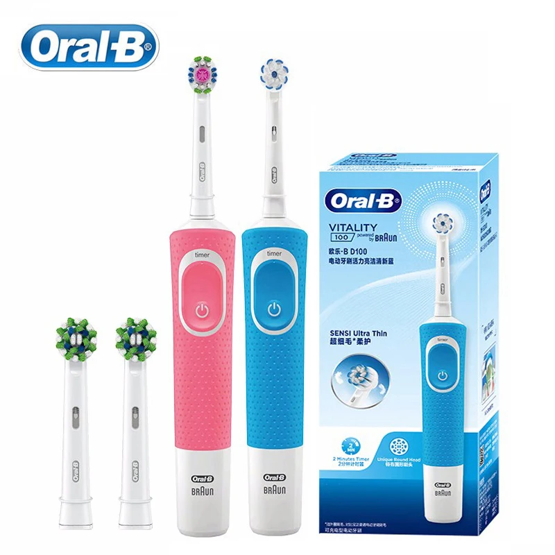 

Oral B Vitality Electric Toothbrush 2D Rotation Deep Clean Timer Waterproof Tooth Brush with 2 Original Replacement Brush Head