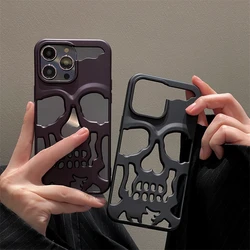 Luxury Cool Art Skull Matte phone case for iPhone 15Pro 13 12 11 Fashion 14 Pro Max Cartoon 3D Demon Skeleton bumper Cover