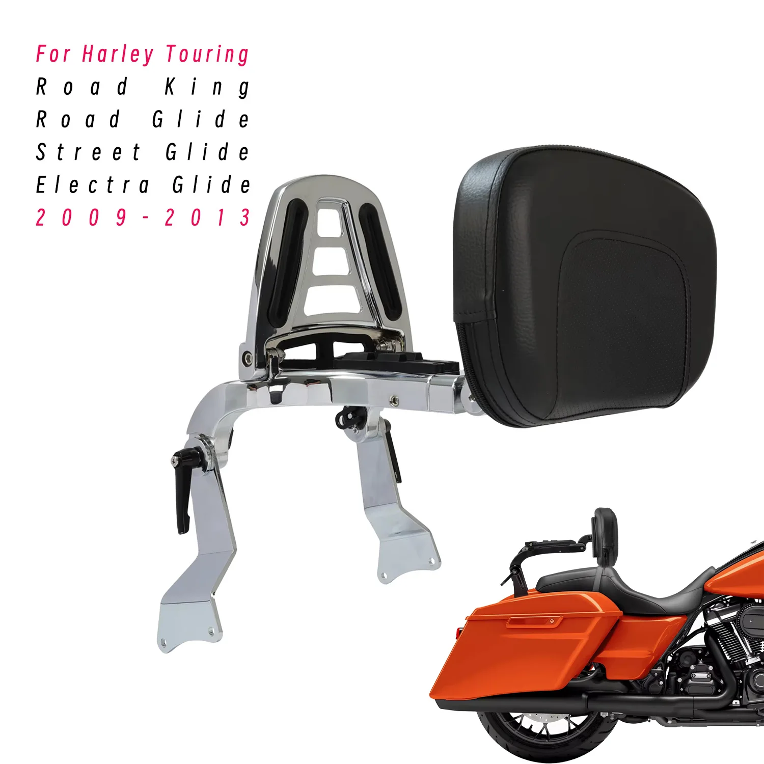 

Задняя спинка-подлокотник для пассажира мотоцикла Harley Touring Road King, Road Glide, Electra Glide, Street Glide, стандартные модели 2009-2013 годов