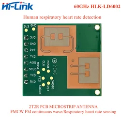 60GHz HLK-LD6002 FMCW radar module human respiratory alarm heart rate detection 600mA 3.3V 1.5m ISM 2T2R PCB