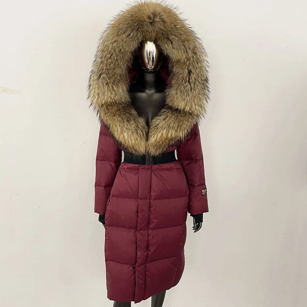 

Down Coat Women Winter Thick Autumn Hat Detachable X-long Overwears Real Fox Fur Collar Hooded Fur Jacket