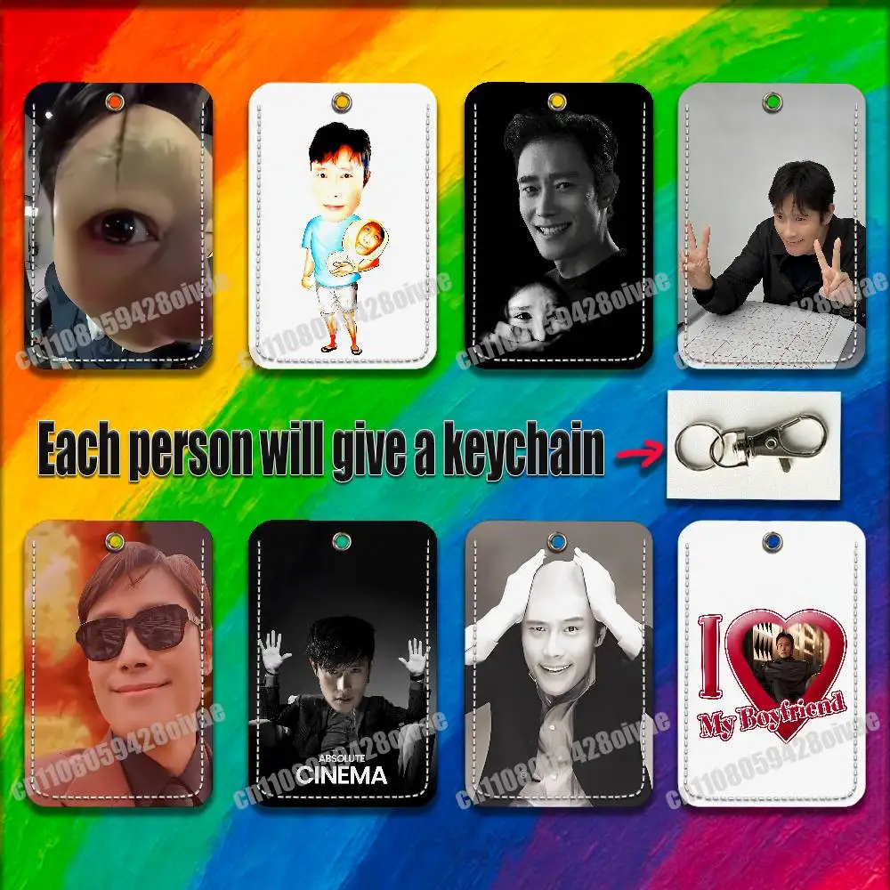 Actor L-Lee Byung Hun For ID Clips Credit Bank Campus Card Holder Cover Decoration PU Leather Keychain