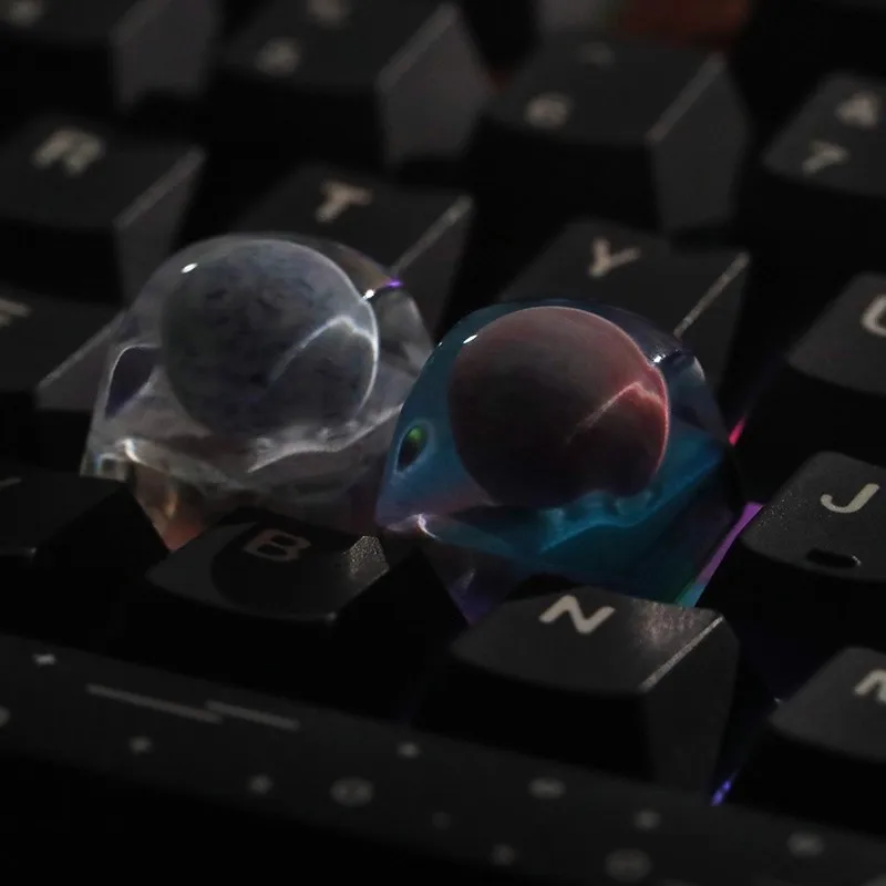 

Diamond Planet Pluto Keycaps Pink Customised Resin DIY Handmade Original Creativity Keycaps for Mechanical Keyboard Ornaments