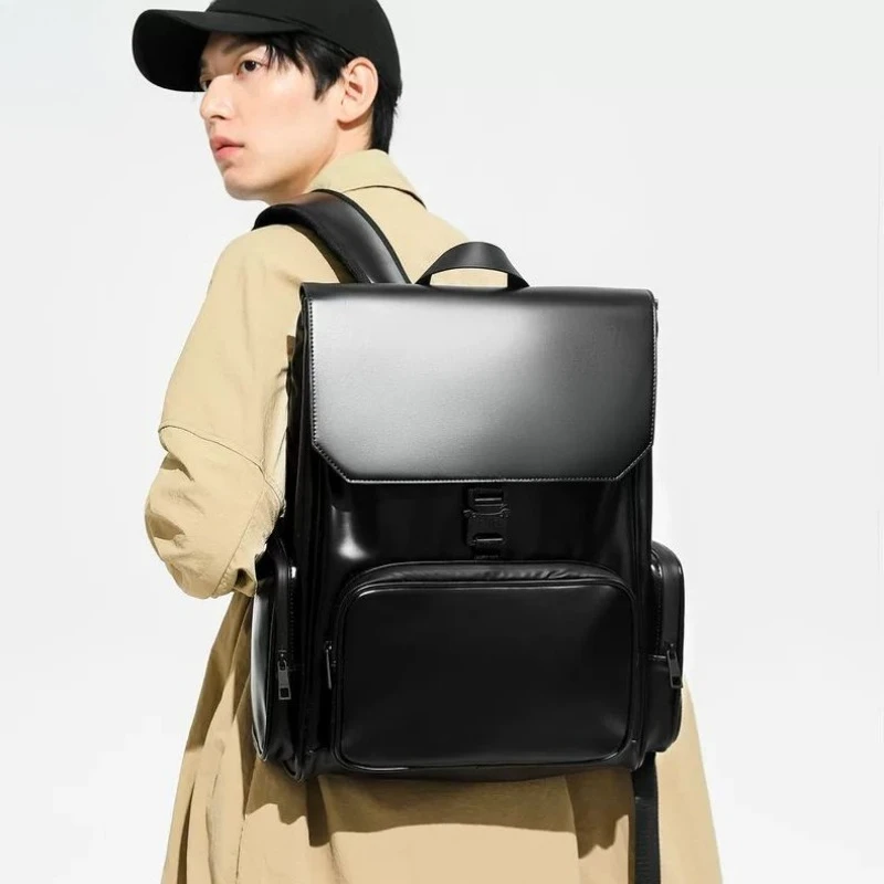 Backpack Men's Backpack Men's Premium Sense Business Commuter Leather Large Capacity Travel Computer Bag School Bag Women