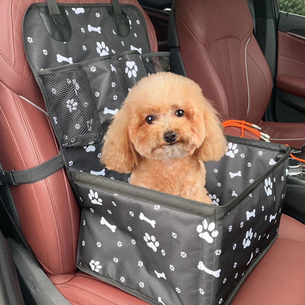 Dog Car Seat with Storage Pockets,Travel Dog Car Seat Cover Folding Hammock Dog Car Seat Basket for Small Medium Dogs