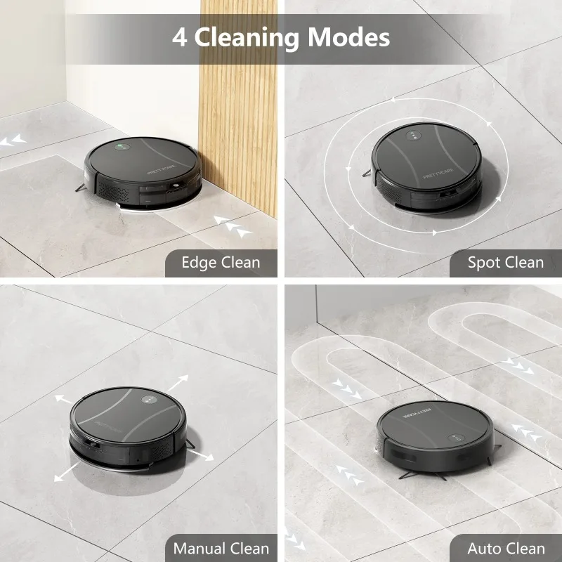 PrettyCare Robot Vacuum and Mop Combo with 3000Pa Suction,APP/Remote/Voice Control,Ideal for Pet hair C2