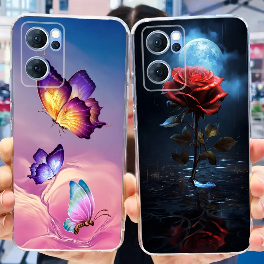 For Oppo Reno7 5G Case CPH2371 New Luxury Painted Cover Soft Silicone Phone Case For Oppo Reno 7 Pro Reno7 SE 5G Back Cover Bags