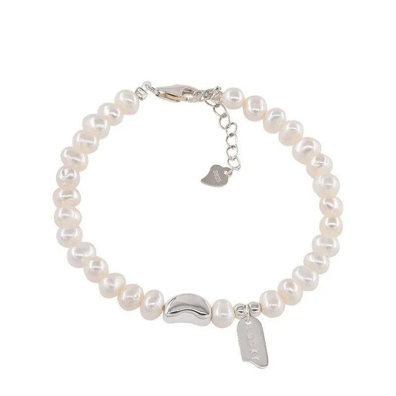 Pulsera de plata de ley 925 para mujer, brazalete con perlas y nudos, accesorio de joyería de lujo, regalo