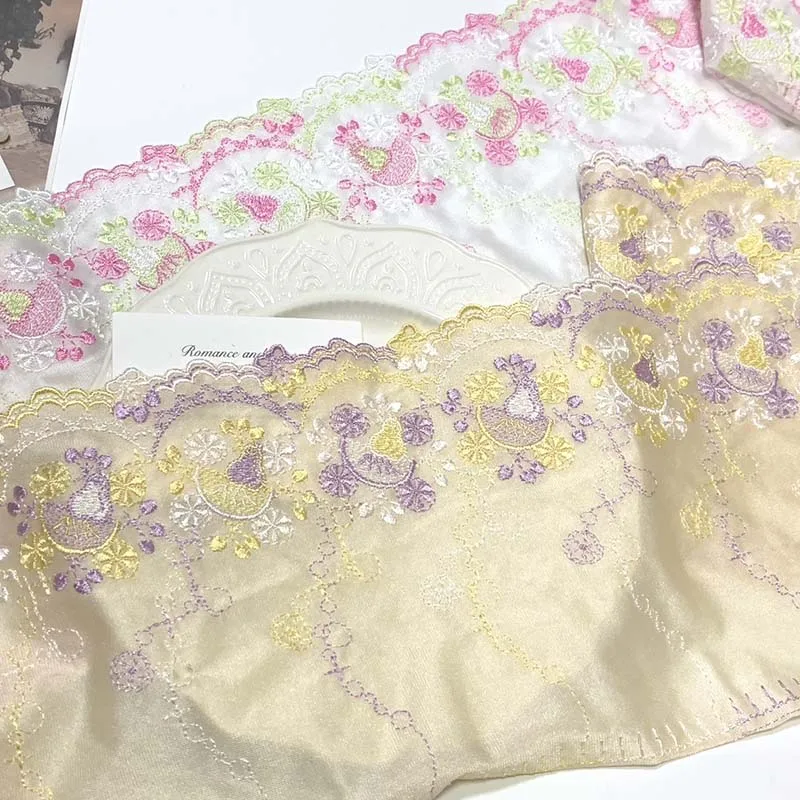 

15 ярдов желто-розовое кружево DIY бюстгальтер швейные аксессуары отделка вышивка сетчатая кружевная ткань для нижнего белья иглы шириной 18 см