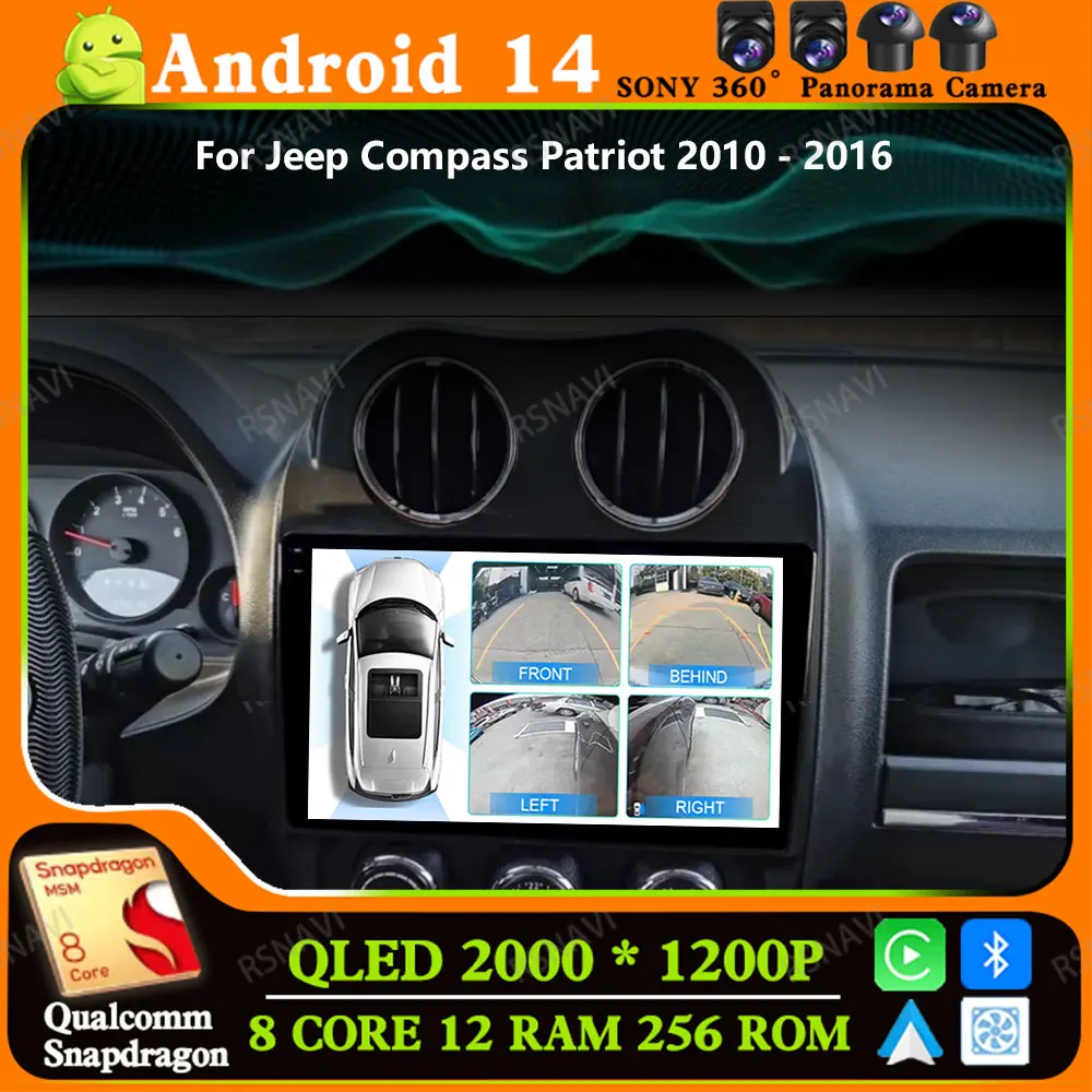 

Andoird 14 Car Radio For Jeep Compass Patriot 2010 - 2016 DSP Viedo Player Head Unit Stereo DVD 2 DIN BT Multimedia Navigation