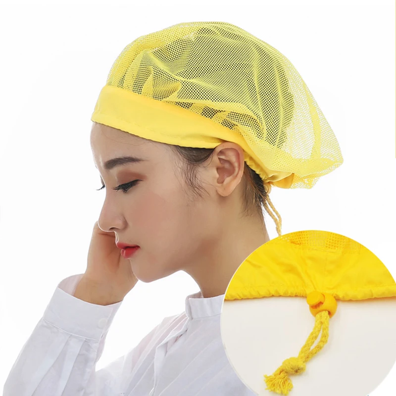 Berretti a rete regolabili bianchi cappello da lavoro per officina da forno cappello Bouffant retina per capelli servizio alimentare cucina cucina