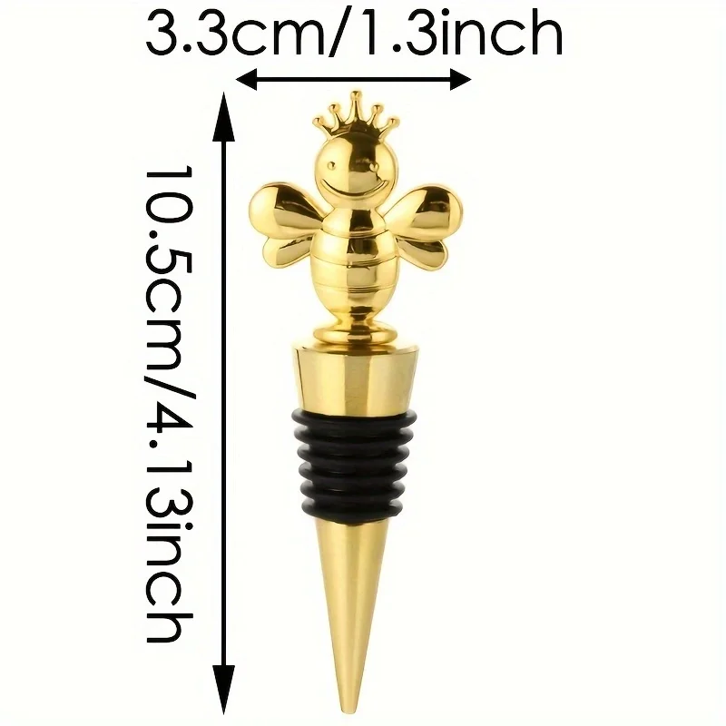 6pcs Unit Alloy Gold LittleBee Wine Bottle Stopper Fresh-keeping Cork Wine Stoppers Zinc Alloy Party Gifts for Guests Bar Bottle