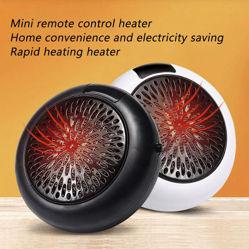 

Electric Space Heater Mini Portable Wall Mount Home Office Desktop Warm Air Heater Warmer Fan Silent Remote Fast Heat Thermostat
