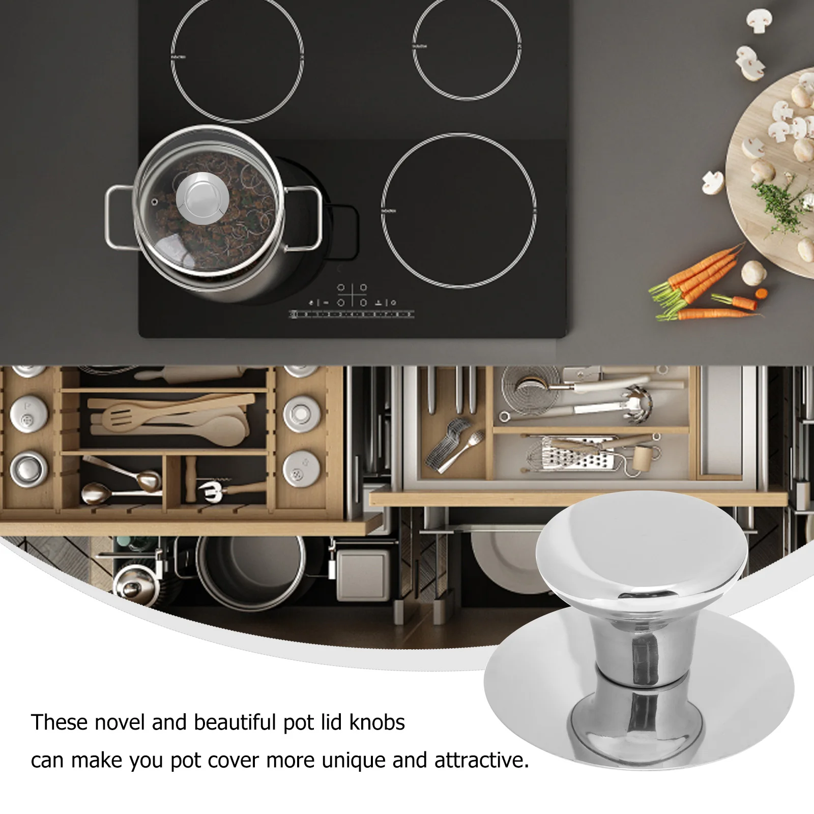 

4 Pcs Lid Handle Universal Replacement Pan Cover Knobs Kitchen Pot Glass Cooking Stainless Steel