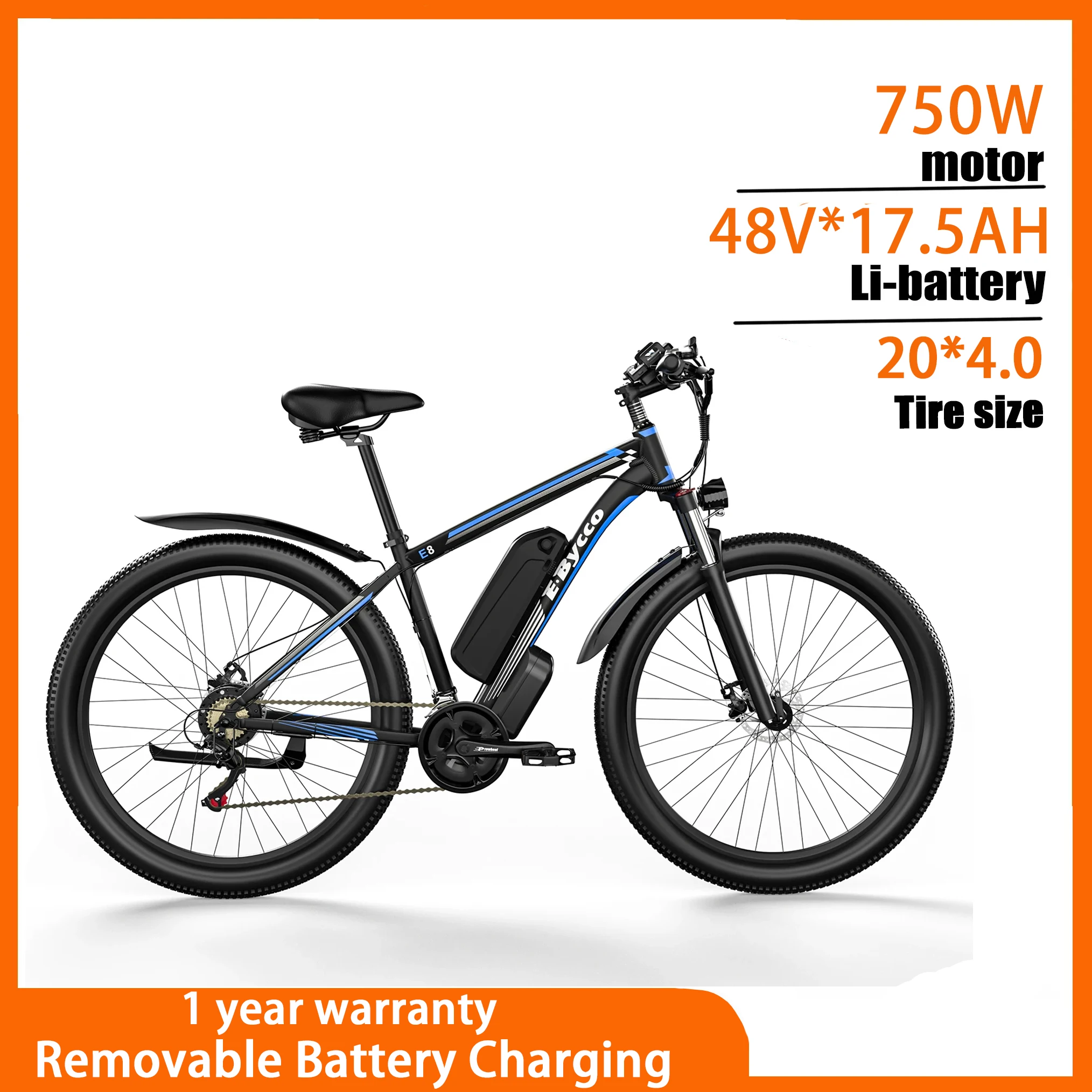 Electric Bike Urban leisure cycling 750W Motor 48V17.5AH Battery disc brakes Electric bicycle 29inch tires Mountain Sport E-Bike