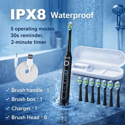 YUNCHi Y5 Sonic Electric Toothbrush Adult Timer Brush USB Rechargeable Electronic Tooth Brush Heads Replacement