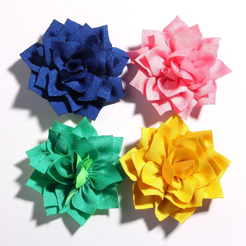 

200PCS 7.5CM 2.95" New Lotus Fabric Flowers For Hair Accessories Satin Hair Flower With/Without Clips Wedding Bouquet