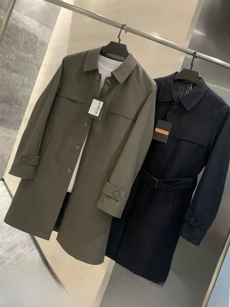 

Мужское пальто Briti Sle, повседневное, средней длины, осеннее, для бизнеса, для отдыха, с секретной пуговицей, длинное све, однотонное, модное, для молодежи