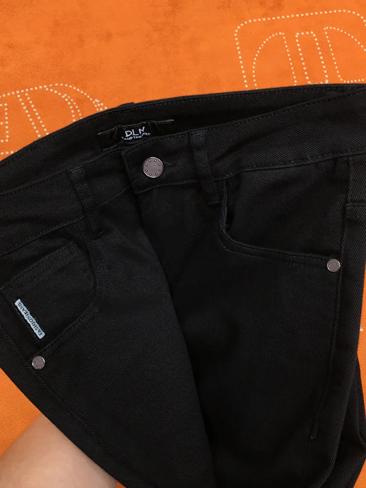 Jean noir extensible haut de gamme pour homme, pantalon d'affaires décontracté, coupe slim, tendance, léger, luxe, simple, tendance