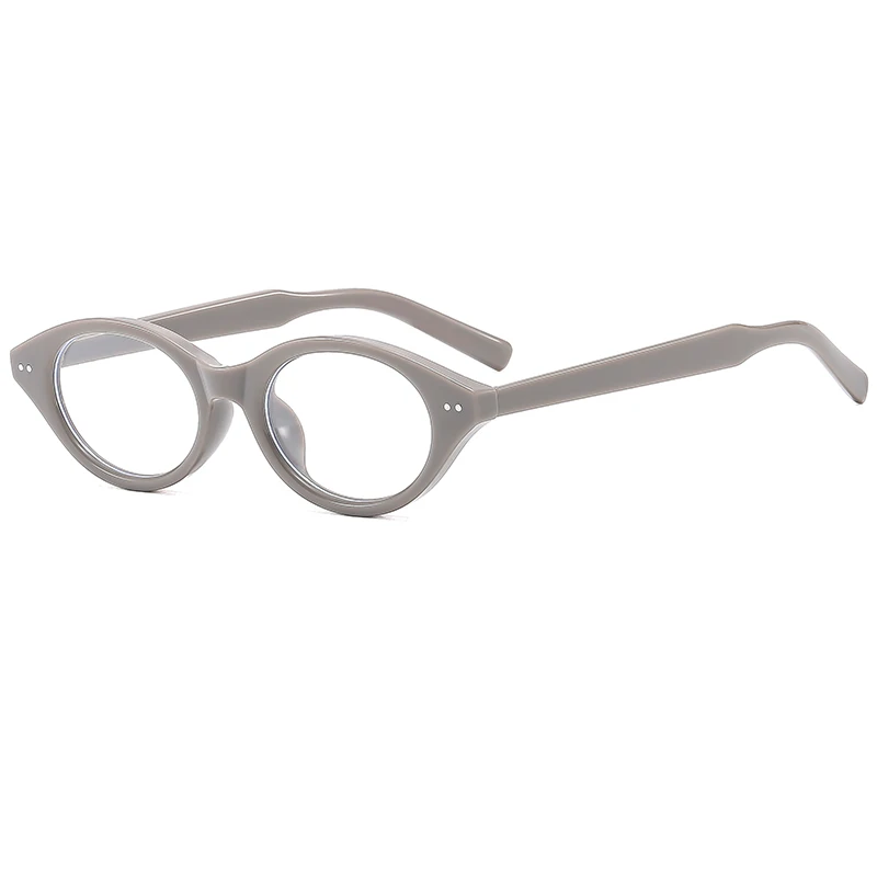 Retro Fashion Trend Oval Small Black Frame Glasses With Natural Ins Decoration For Face Shape,Anti Blue Light Flat Glasses3857