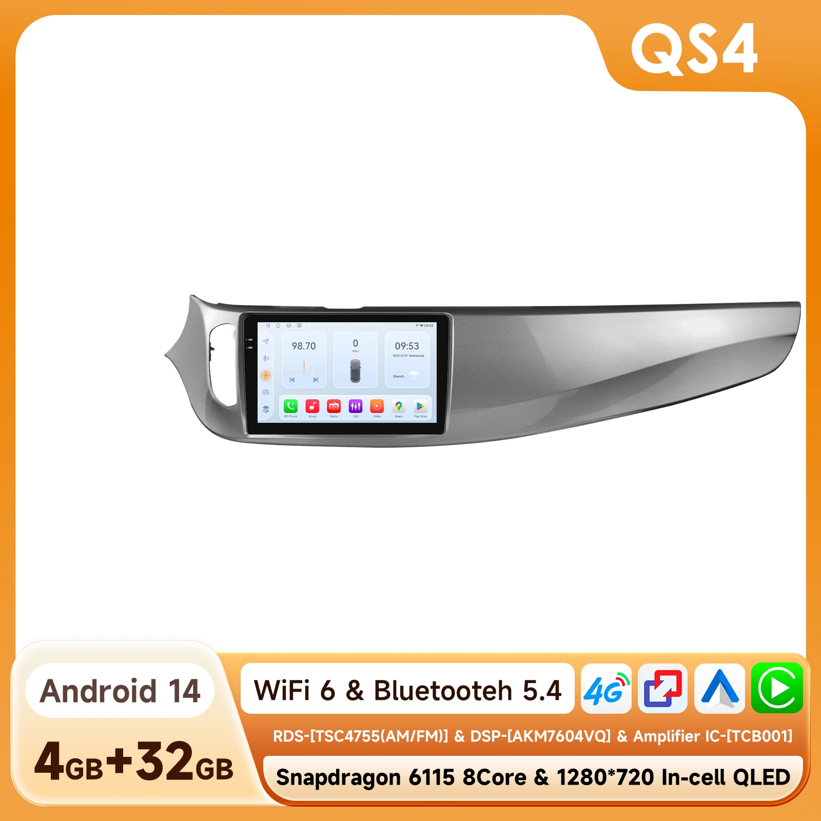 9 "Algpo 2Din Android14 Autoradio voor Alfa Romeo Giulietta 2010 - 2018 Furgonato RDS DSP GPS 4G BT Auto CarPlay Snapdragon 6115