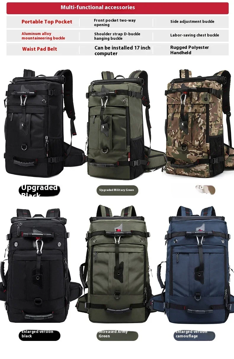 50L Waterproof Durable Travel Backpack Men Women Multifunction 17.3 Laptop Backpacks Male outdoor Luggage Bag mochilas