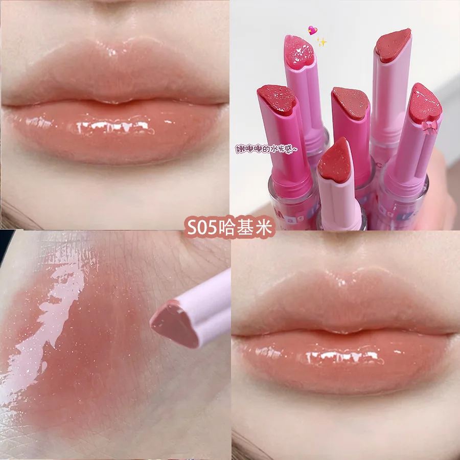 Pressione Batom Em Forma De Coração, Maquiagem Pounty Lips, Espelho Água Luz Hidratante, Beleza Lip Stick