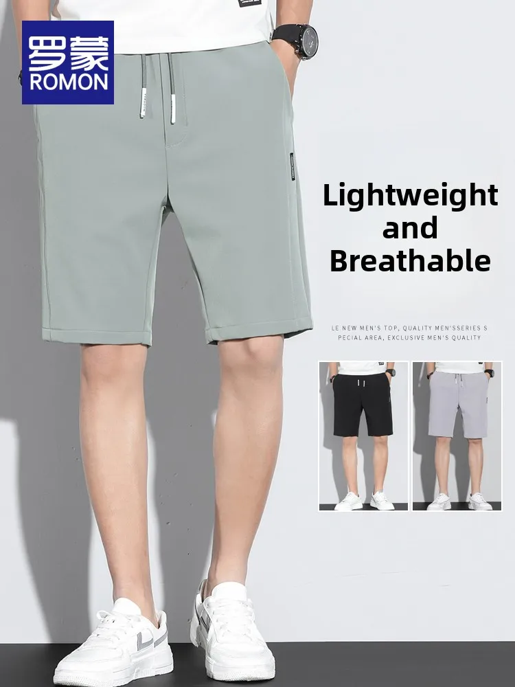 

Мужские летние тонкие шорты из ледяного шелка Rn Ice Silk, модные, свободные, повседневные, быстросохнущие, спортивные, дышащие, молодежные, городские, средней длины.