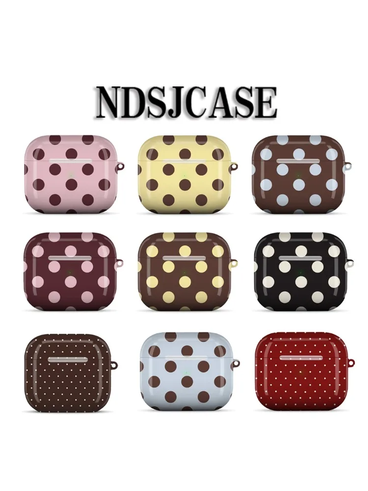 NONE Étui de protection rigide en polycarbonate brillant HD antichoc marron bordeaux pour écouteurs AirPods 1 2 3 Pro Pro2 avec crochet en métal 3