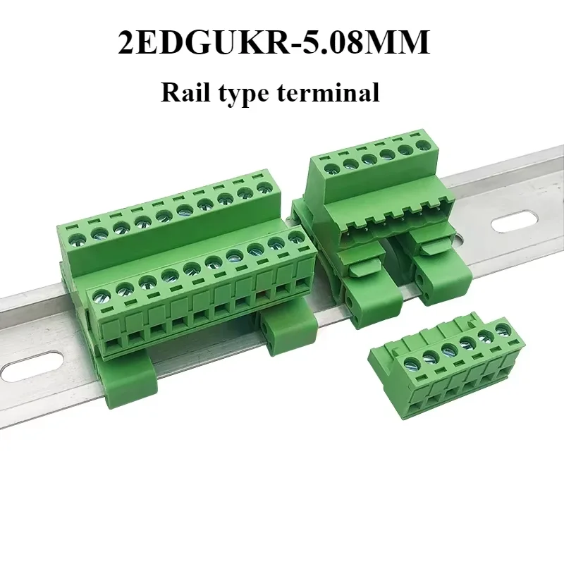 1Set/lot Track Terminal 2EDG-UKR-5.08mm Installation 35mm Guide Rail Solderless Butt Plug-in 2P3P4P5P6P7P8P9P10P-24P