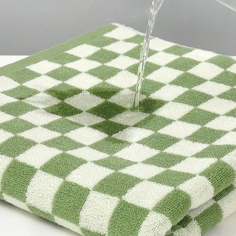 1PC Multi-color Checkerboard Towel Combed Cotton Towel Kitchen Bathroom Hotel Super Absorbent Soft Skin Friendly Cleaning Cloth