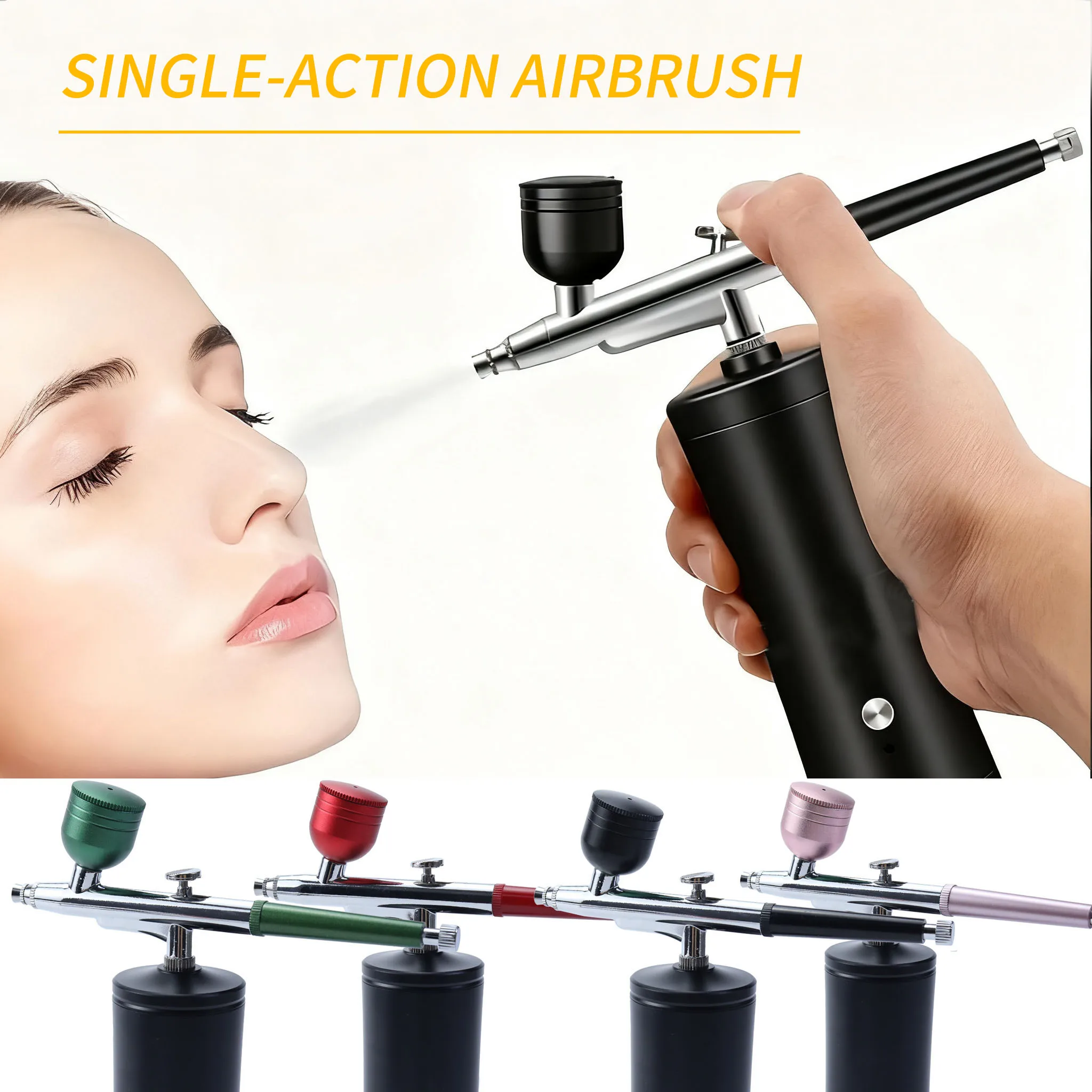 Portable Single Action Airbrush With 03mm Nozzle Continuous Spray Gun For Model Car Nail Cake Makeup Tattoo Beauty Inkjet Tool
