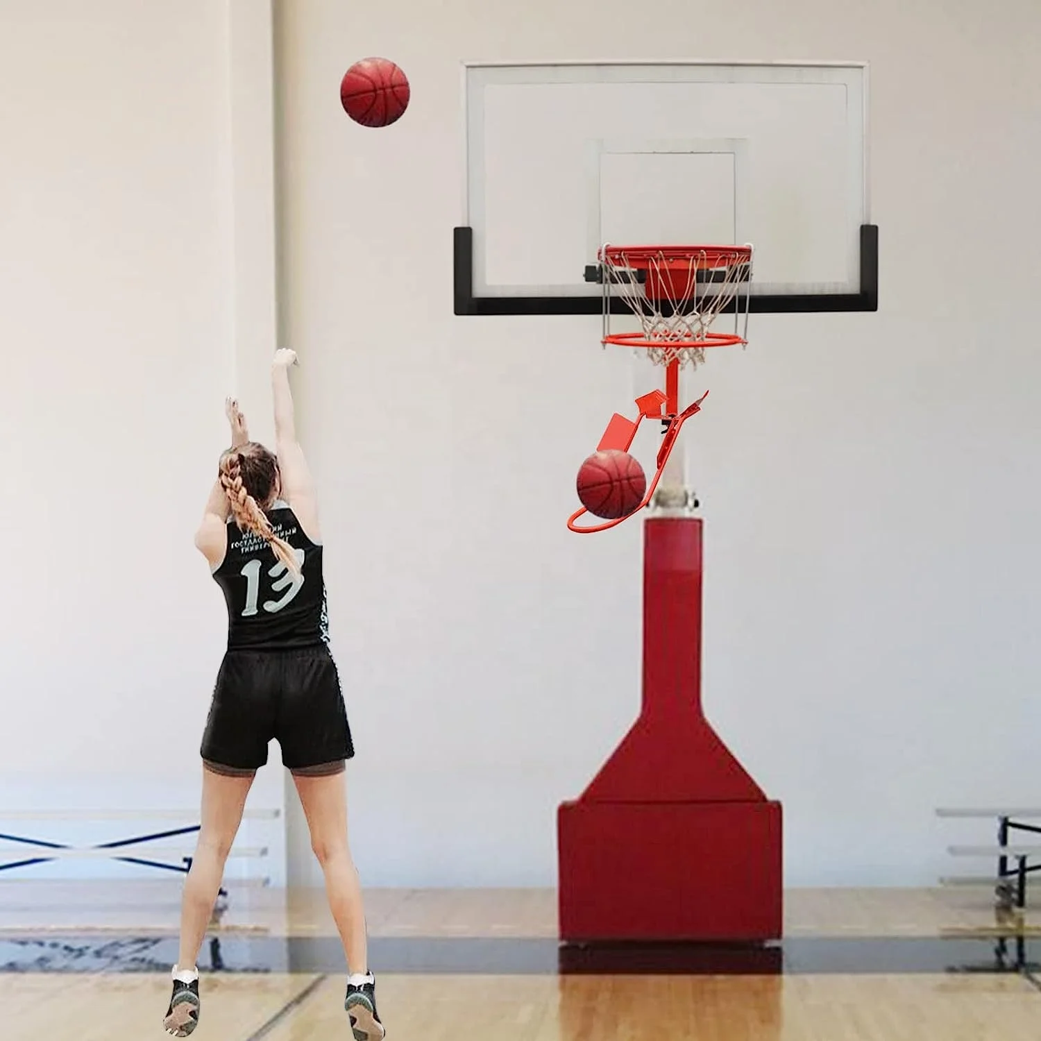 Perlengkapan Latihan Lempar Bola Basket dengan Ring Pengembalian Bola dari Baja Tahan Lama