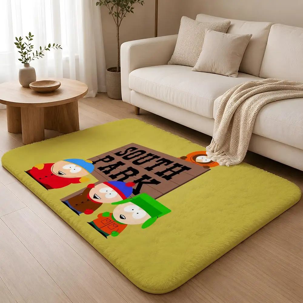 South Park Floor Mat Machine Washable Soft Flannel Area Rug, Non-Slip Absorbent Floor Mat for Living Room Bedroom Home Decor