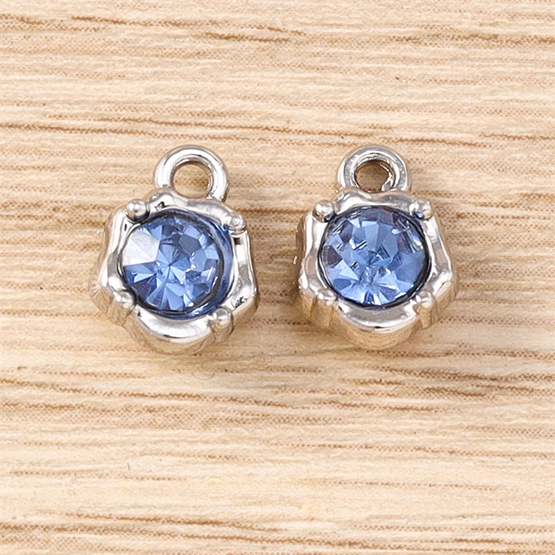 5 Stück 7x10mm süße Mini bunte Kristall Runde Charms Anhänger für Schmuckherstellung Ohrringe Halsketten Armband Zubehör DIY Geschenk – Detail 9